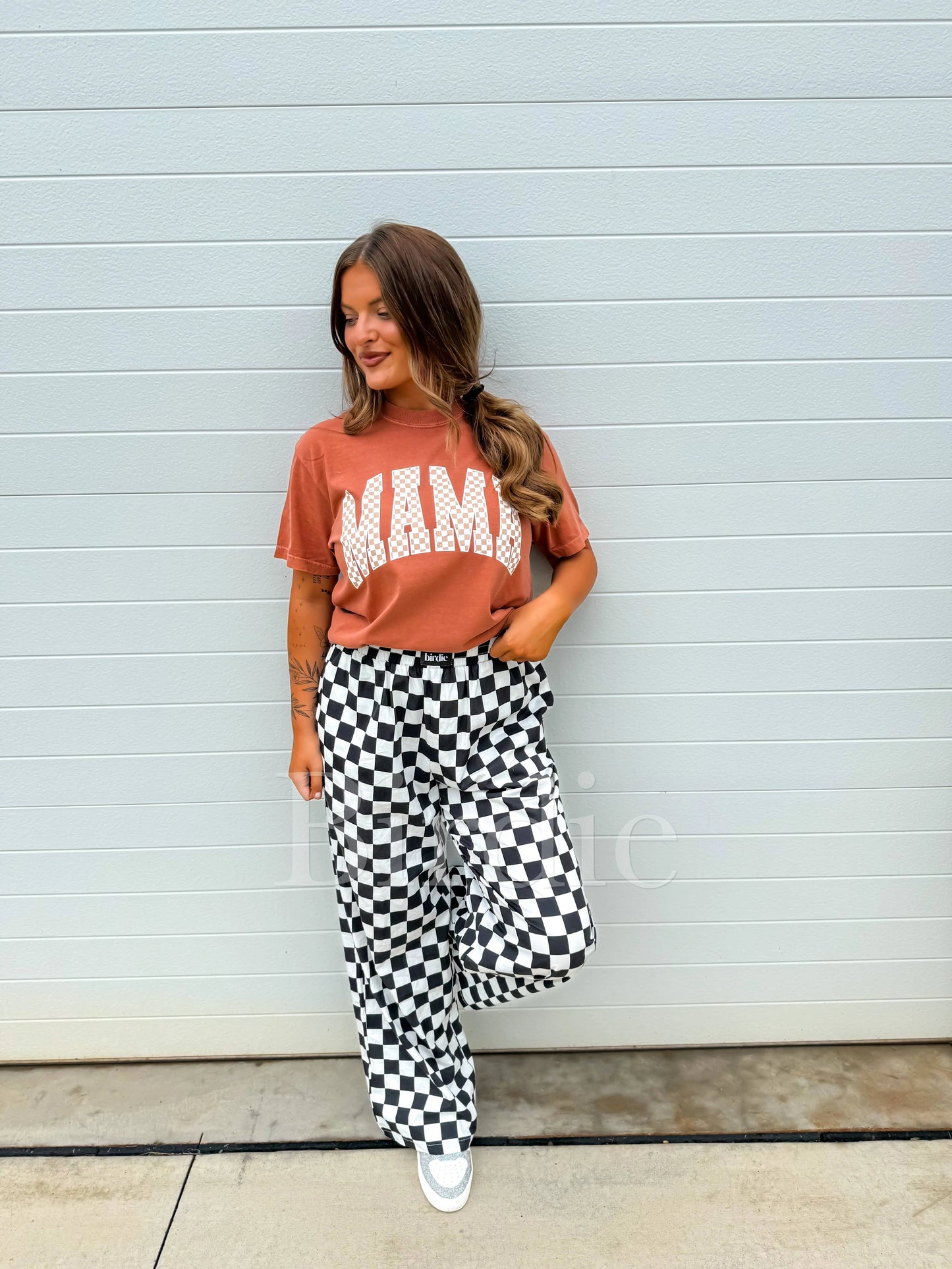 Neutral Checkered Mama - PREORDER