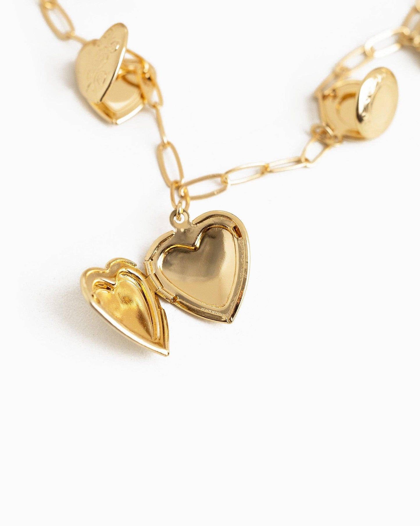 Seven Heart Locket Charm Necklace