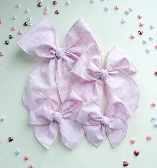 The Pink + White Hearts Bow - PREORDER