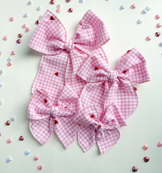 The Embroidered Hearts Bow - PREORDER