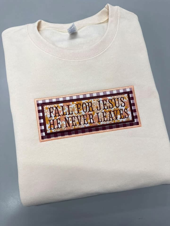 Fall For Jesus Embroidered Crew