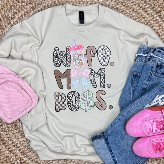 Wife Mom Boss Sweatshirt - PREORDER