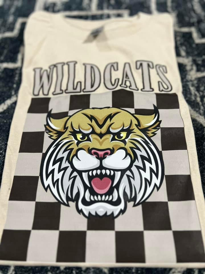 Neutral Checkered Wildcats Tee