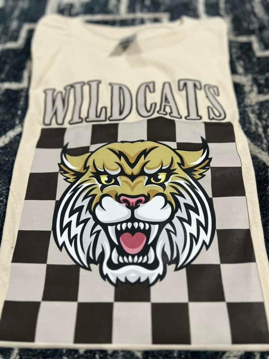 Neutral Checkered Wildcats Tee