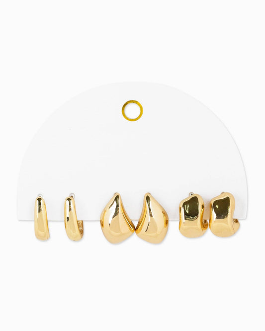 Abstract Bold Gold Hoop / Set of 3